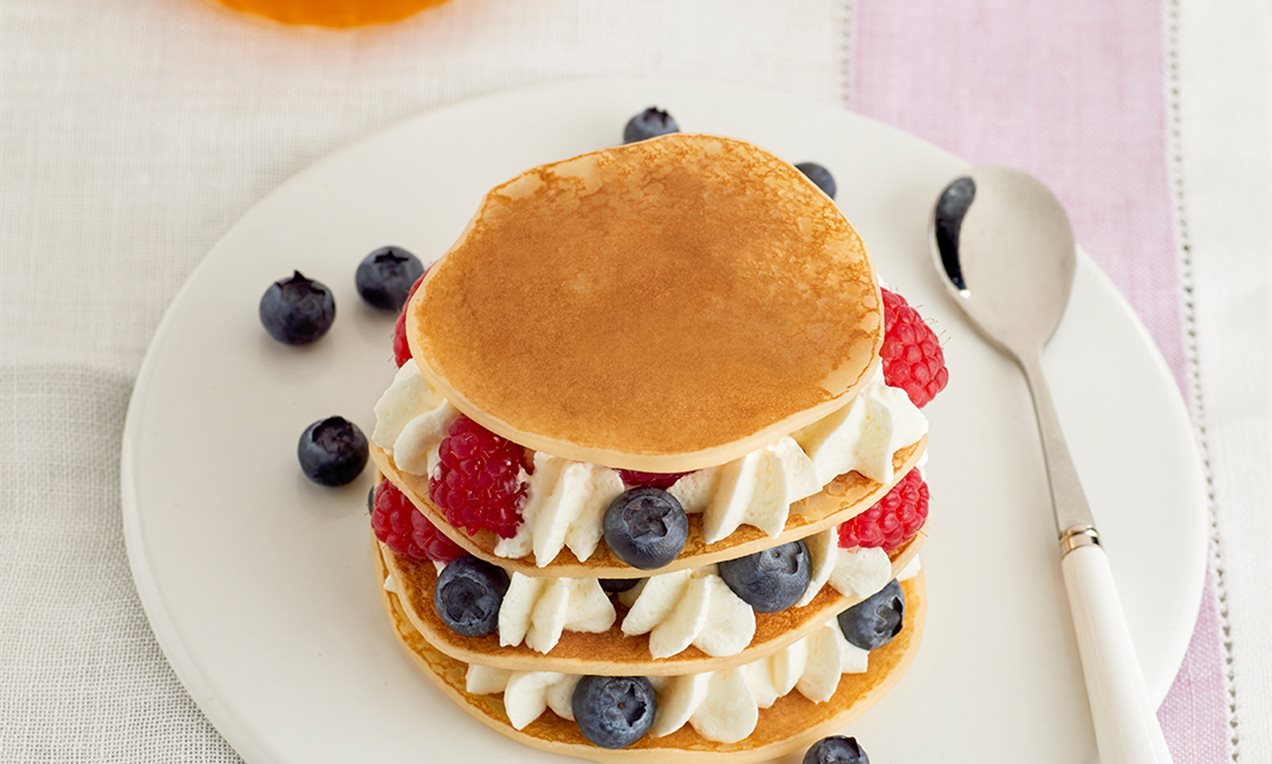 Pancakes con nata de vainilla