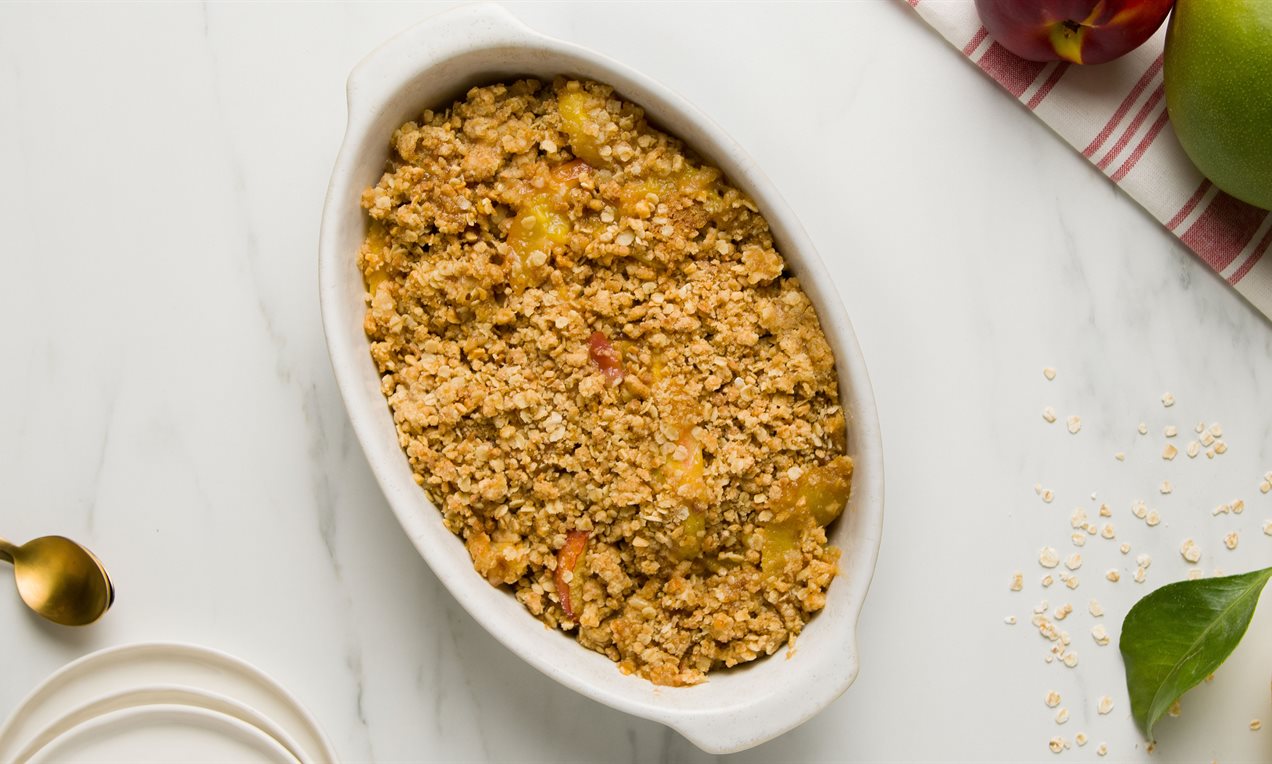 Crumble de nectarinas y mango