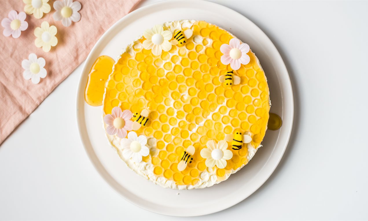 Tarta de queso sin horno con miel