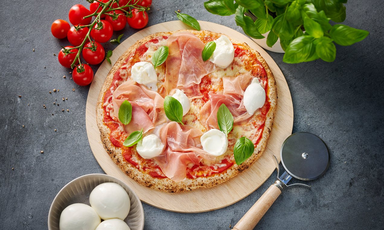 Pizza casera de Prosciutto de Parma