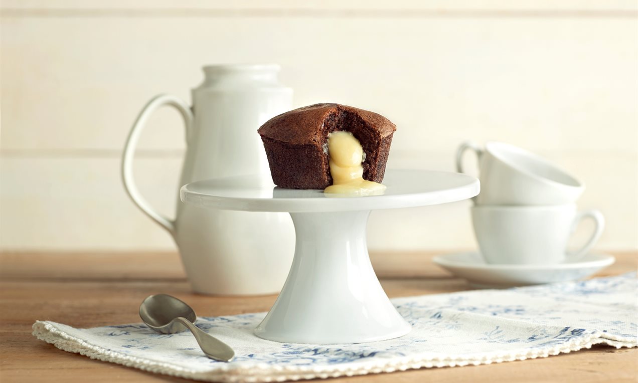 Coulant relleno de chocolate blanco